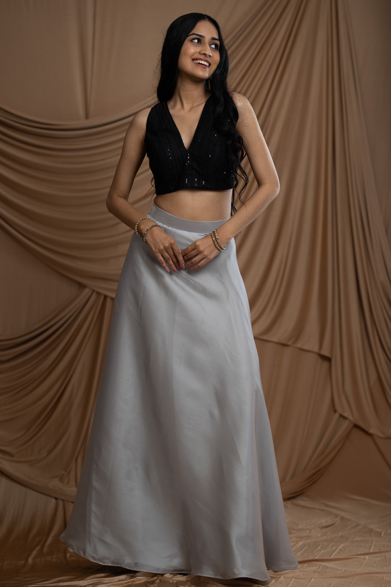 Silver Airy Organza Skirt