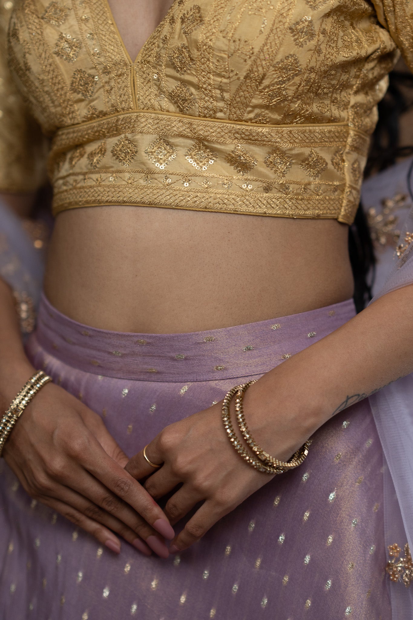 Lavender Brocade Tissue Skirt with Opulent Bootaa