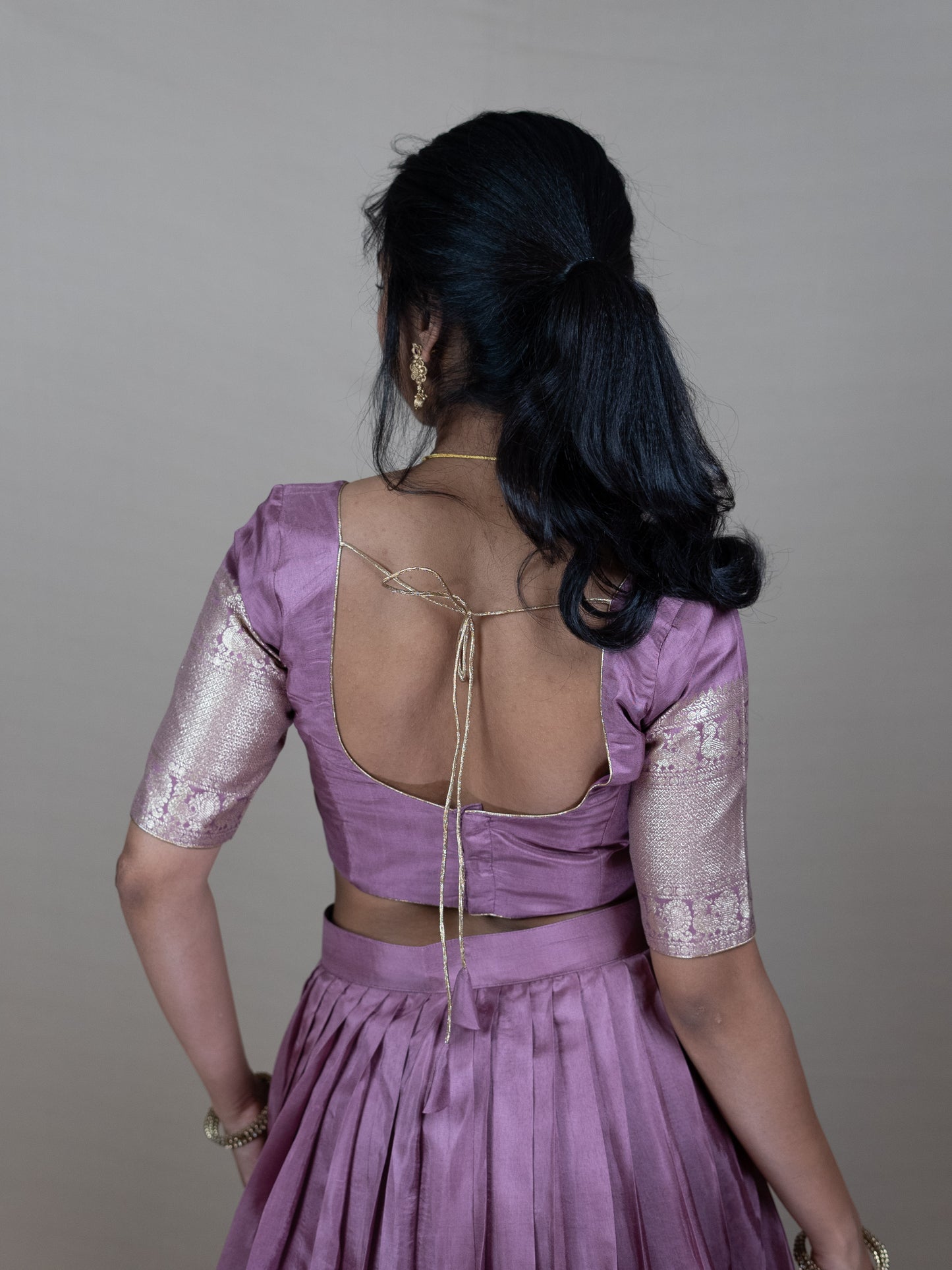 Traditional Indian Lavander Banarasi Silk Lehenga