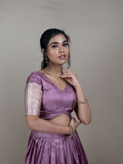 Traditional Indian Lavander Banarasi Silk Lehenga