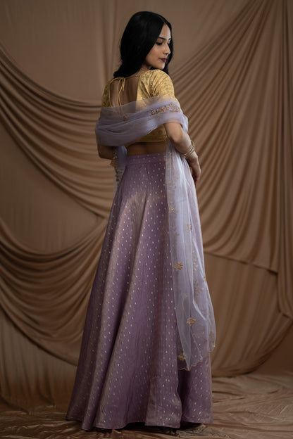 Lavender Brocade Tissue Skirt with Opulent Bootaa