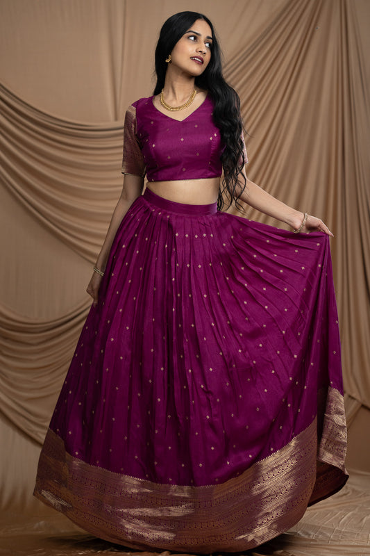 Luxurious Purple Banarasi Silk Lehenga set