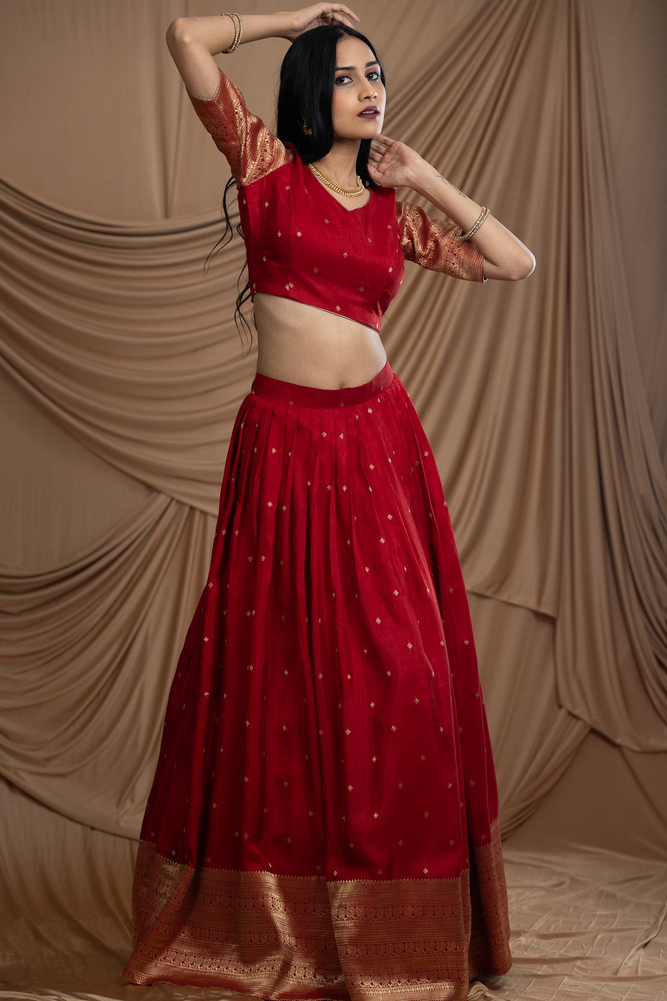 Luxurious Red Banarasi Silk Lehenga set