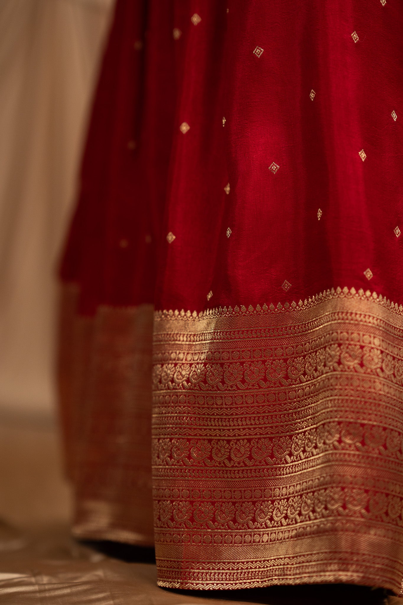 Luxurious Red Banarasi Silk Lehenga set