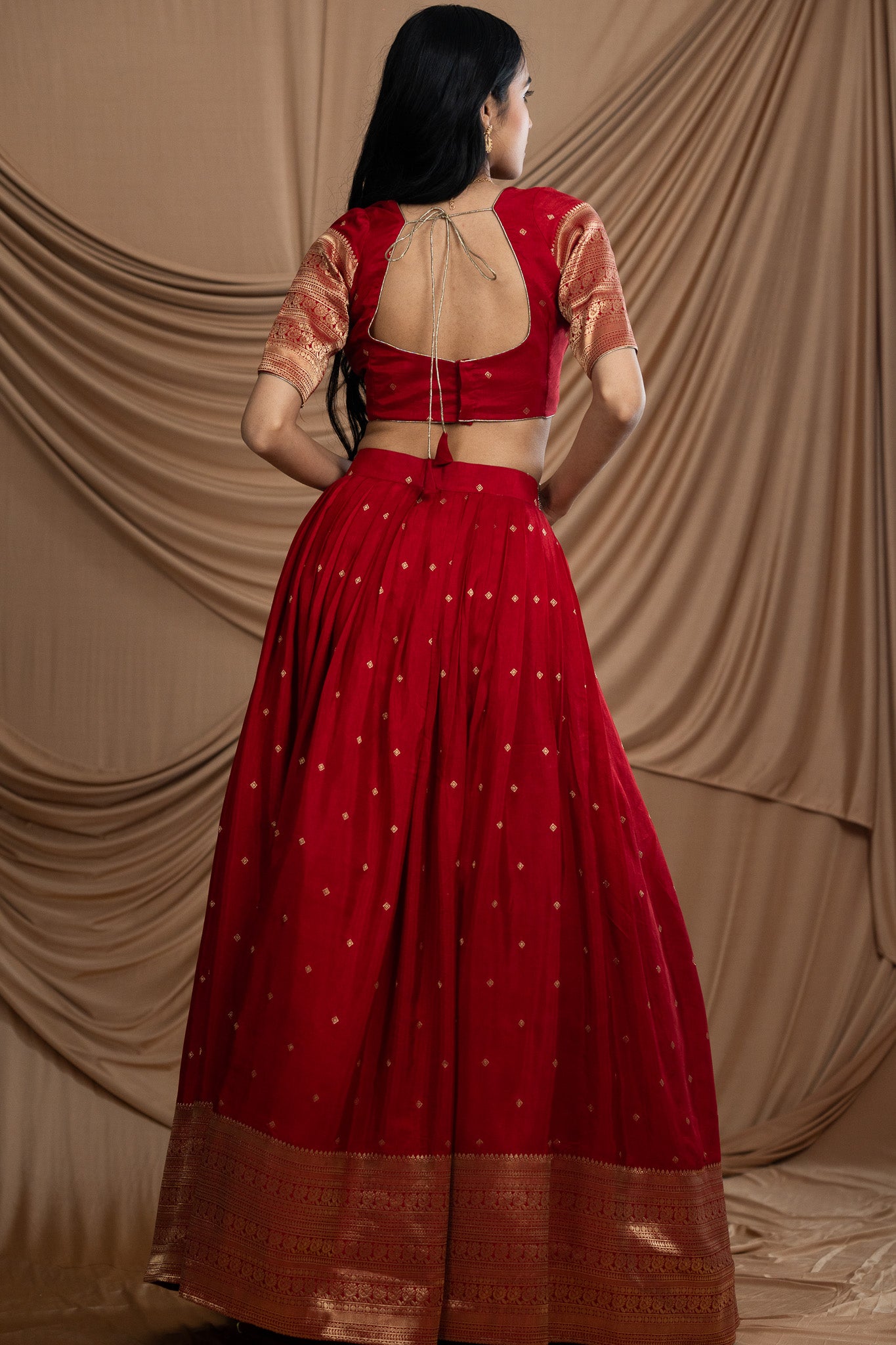 Luxurious Red Banarasi Silk Lehenga set